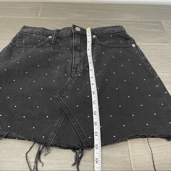 Madewell Rigid Denim A-Line Mini Skirt Metallic Dots Edition Black Jean 24 XS - Picture 15 of 16